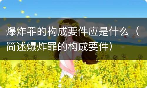 爆炸罪的构成要件应是什么（简述爆炸罪的构成要件）