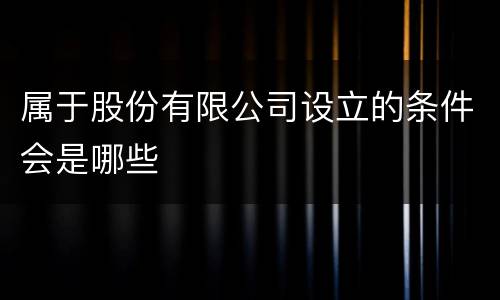 属于股份有限公司设立的条件会是哪些