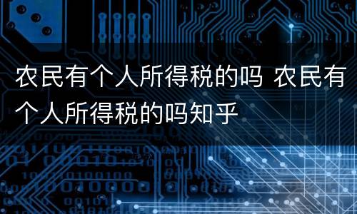 农民有个人所得税的吗 农民有个人所得税的吗知乎