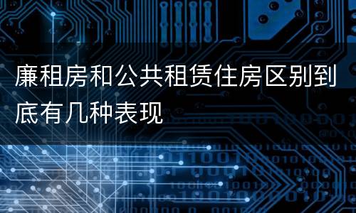 廉租房和公共租赁住房区别到底有几种表现