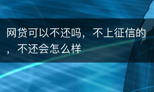 网贷可以不还吗，不上征信的，不还会怎么样