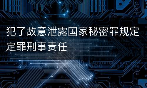 犯了故意泄露国家秘密罪规定定罪刑事责任