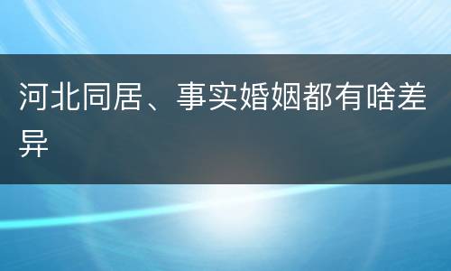 河北同居、事实婚姻都有啥差异