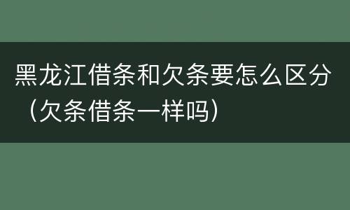 黑龙江借条和欠条要怎么区分（欠条借条一样吗）