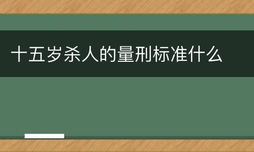 十五岁杀人的量刑标准什么