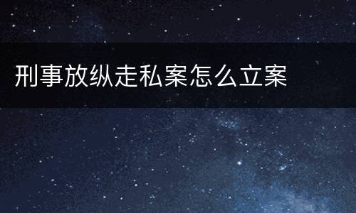 刑事放纵走私案怎么立案