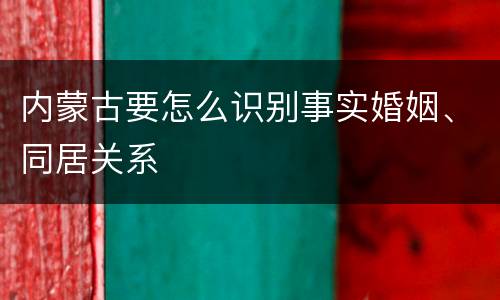 内蒙古要怎么识别事实婚姻、同居关系