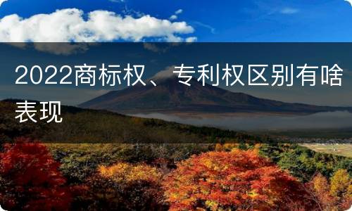 2022商标权、专利权区别有啥表现