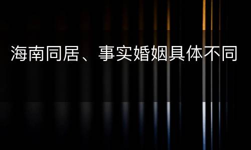 海南同居、事实婚姻具体不同