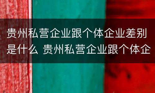 贵州私营企业跟个体企业差别是什么 贵州私营企业跟个体企业差别是什么呢