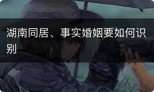 湖南同居、事实婚姻要如何识别