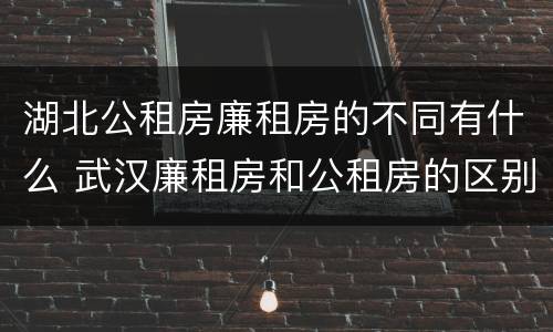 湖北公租房廉租房的不同有什么 武汉廉租房和公租房的区别