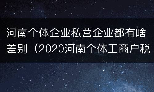河南个体企业私营企业都有啥差别（2020河南个体工商户税收标准）