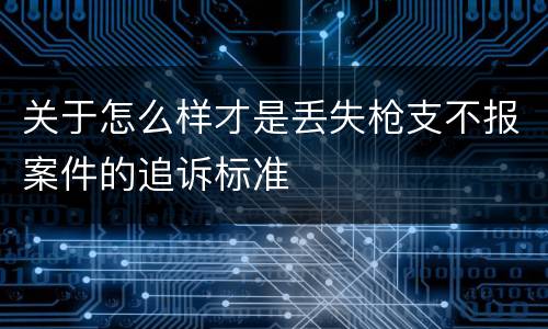 关于怎么样才是丢失枪支不报案件的追诉标准