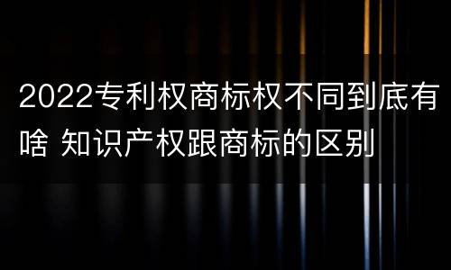 2022专利权商标权不同到底有啥 知识产权跟商标的区别