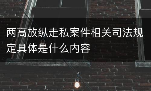 两高放纵走私案件相关司法规定具体是什么内容