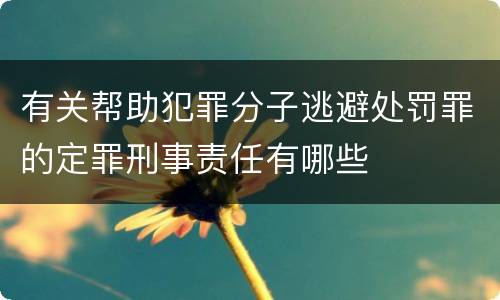 有关帮助犯罪分子逃避处罚罪的定罪刑事责任有哪些