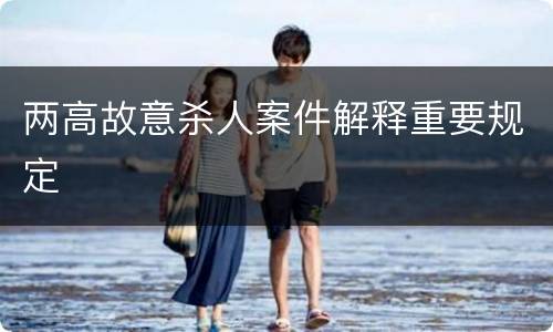 两高故意杀人案件解释重要规定