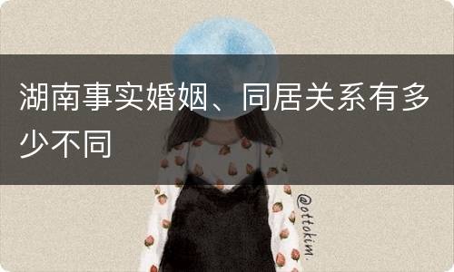 湖南事实婚姻、同居关系有多少不同