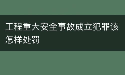 工程重大安全事故成立犯罪该怎样处罚