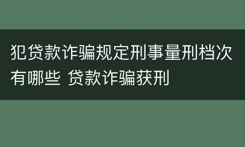 犯贷款诈骗规定刑事量刑档次有哪些 贷款诈骗获刑