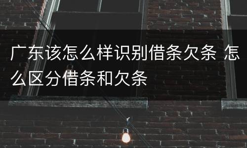 广东该怎么样识别借条欠条 怎么区分借条和欠条