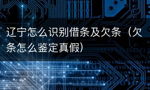 辽宁怎么识别借条及欠条（欠条怎么鉴定真假）