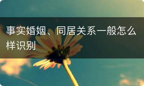 事实婚姻、同居关系一般怎么样识别