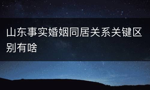 山东事实婚姻同居关系关键区别有啥
