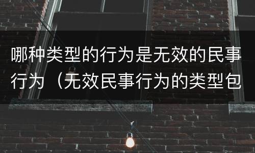 哪种类型的行为是无效的民事行为（无效民事行为的类型包括）