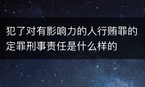 犯了对有影响力的人行贿罪的定罪刑事责任是什么样的