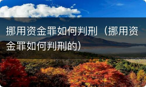 挪用资金罪如何判刑（挪用资金罪如何判刑的）