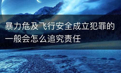 暴力危及飞行安全成立犯罪的一般会怎么追究责任