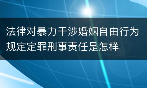 法律对暴力干涉婚姻自由行为规定定罪刑事责任是怎样