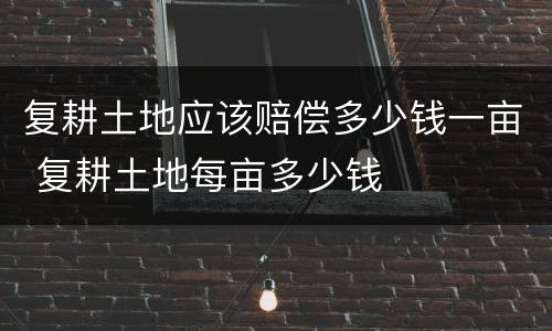 复耕土地应该赔偿多少钱一亩 复耕土地每亩多少钱