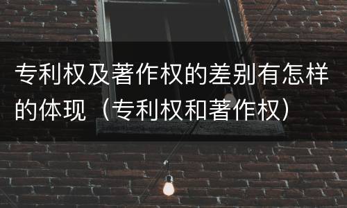 专利权及著作权的差别有怎样的体现（专利权和著作权）