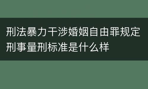 刑法暴力干涉婚姻自由罪规定刑事量刑标准是什么样