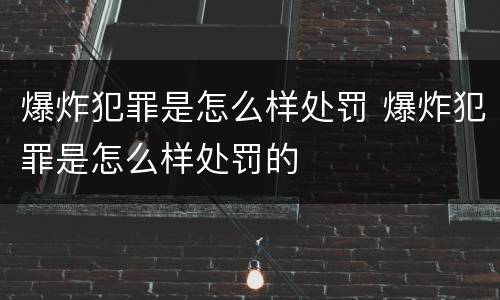 爆炸犯罪是怎么样处罚 爆炸犯罪是怎么样处罚的