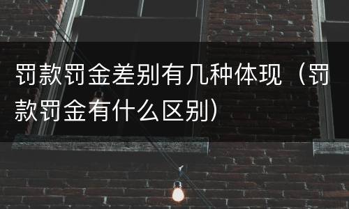 罚款罚金差别有几种体现（罚款罚金有什么区别）