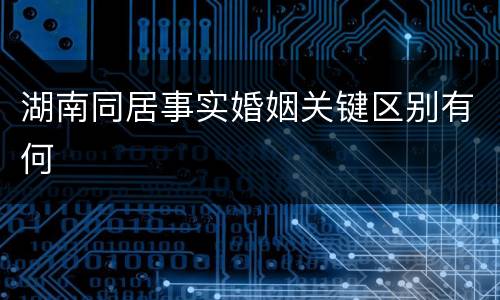 湖南同居事实婚姻关键区别有何