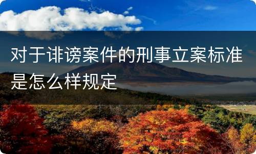对于诽谤案件的刑事立案标准是怎么样规定
