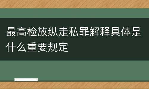 最高检放纵走私罪解释具体是什么重要规定