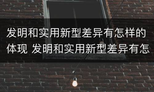 发明和实用新型差异有怎样的体现 发明和实用新型差异有怎样的体现呢