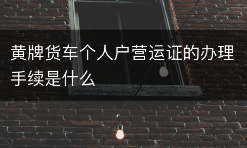 黄牌货车个人户营运证的办理手续是什么