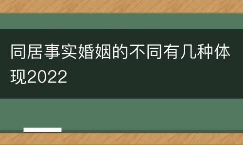 同居事实婚姻的不同有几种体现2022