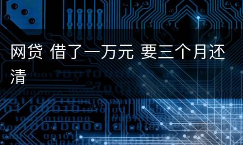网贷 借了一万元 要三个月还清