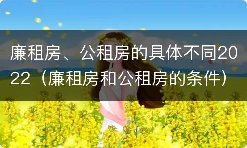 廉租房、公租房的具体不同2022（廉租房和公租房的条件）
