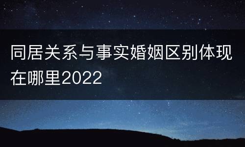 同居关系与事实婚姻区别体现在哪里2022