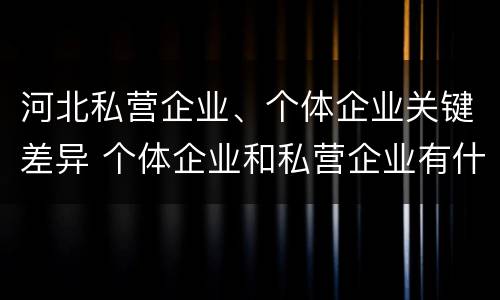 河北私营企业、个体企业关键差异 个体企业和私营企业有什么区别和联系