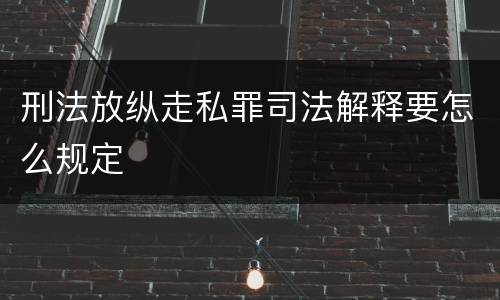 刑法放纵走私罪司法解释要怎么规定